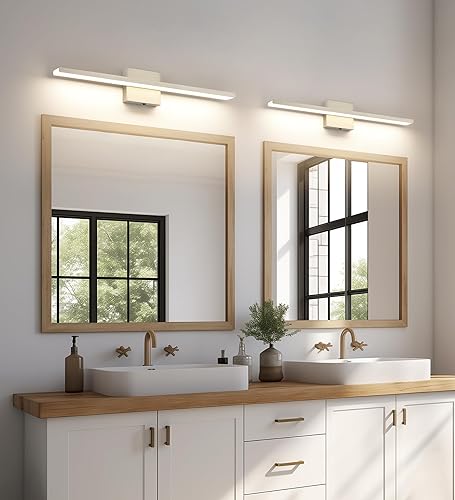 Miniatura 4 de JUSHENG Luces de tocador de níquel cepillado para accesorios de baño, 5CCT regulable, barra de luz LED de tocador para baño, 24 pulgadas, 24 W,