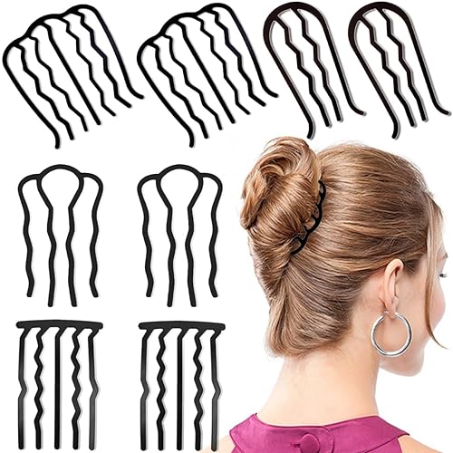 Miniatura 1 de 8 peines laterales de metal para el cabello, 457 dientes, tenedor, peine en forma de U, peines para el cabello para moño, accesorios para el cabello