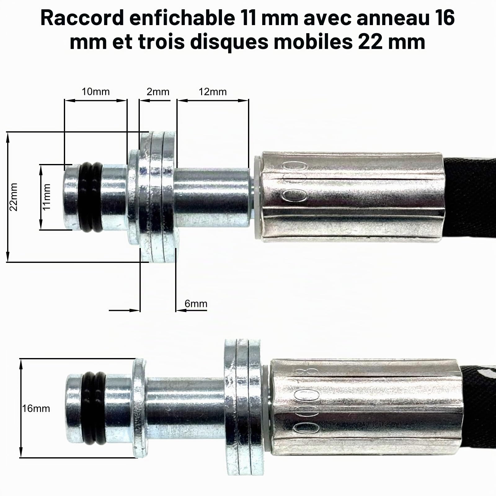 Tuyau haute pression compatible avec Kärcher HD 5/12 C jusqu'à 2016 | M22 filetage intérieur 14 mm | 11 mm AVS pivotant | 220 bar | DN6 | jusqu'à 150°C | compatible avec le pistolet Kärcher | Tuyau