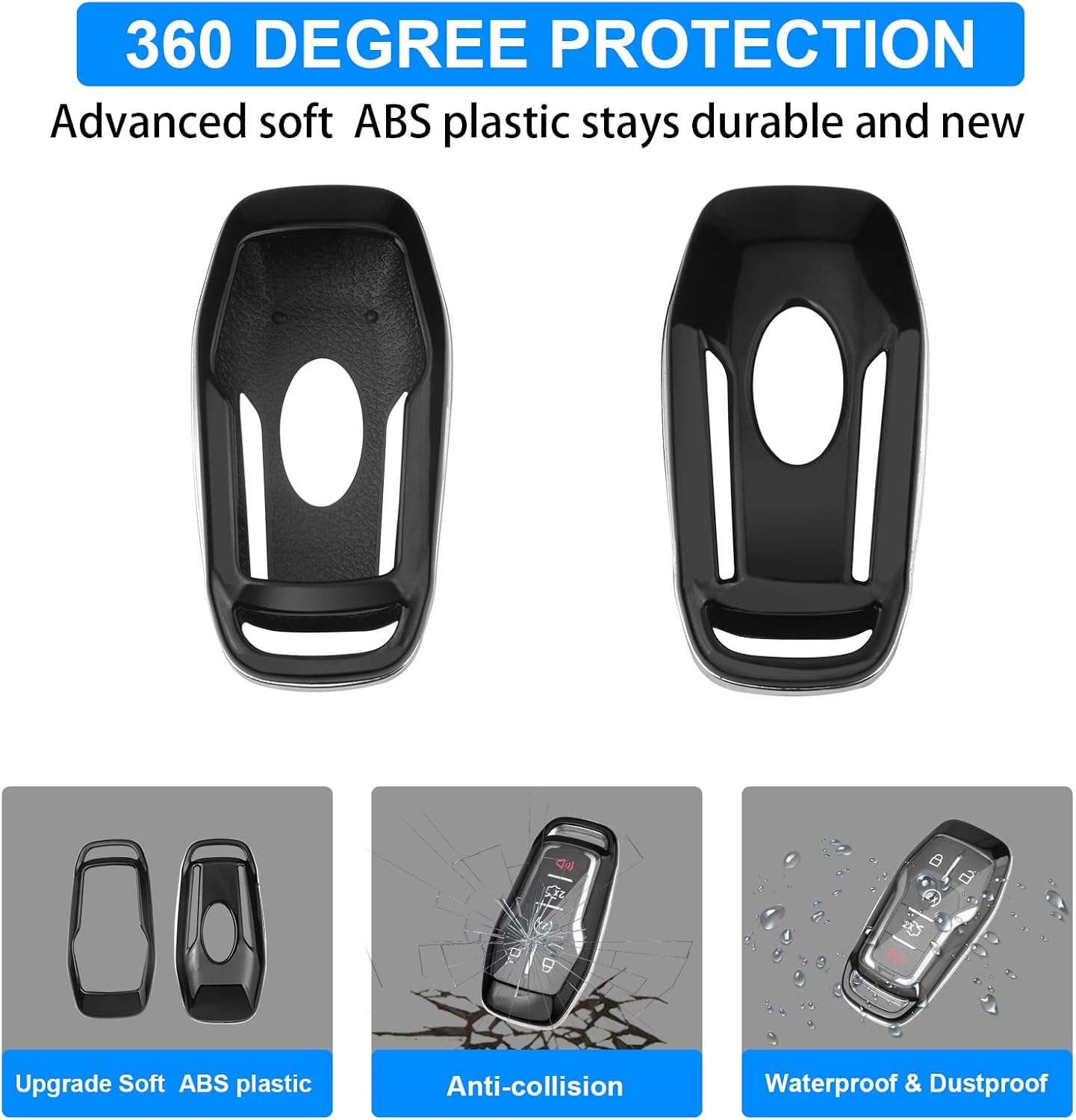 QBUC for Ford Key fob Cover, 4/5 Buttons Smart Key(Black) image 5