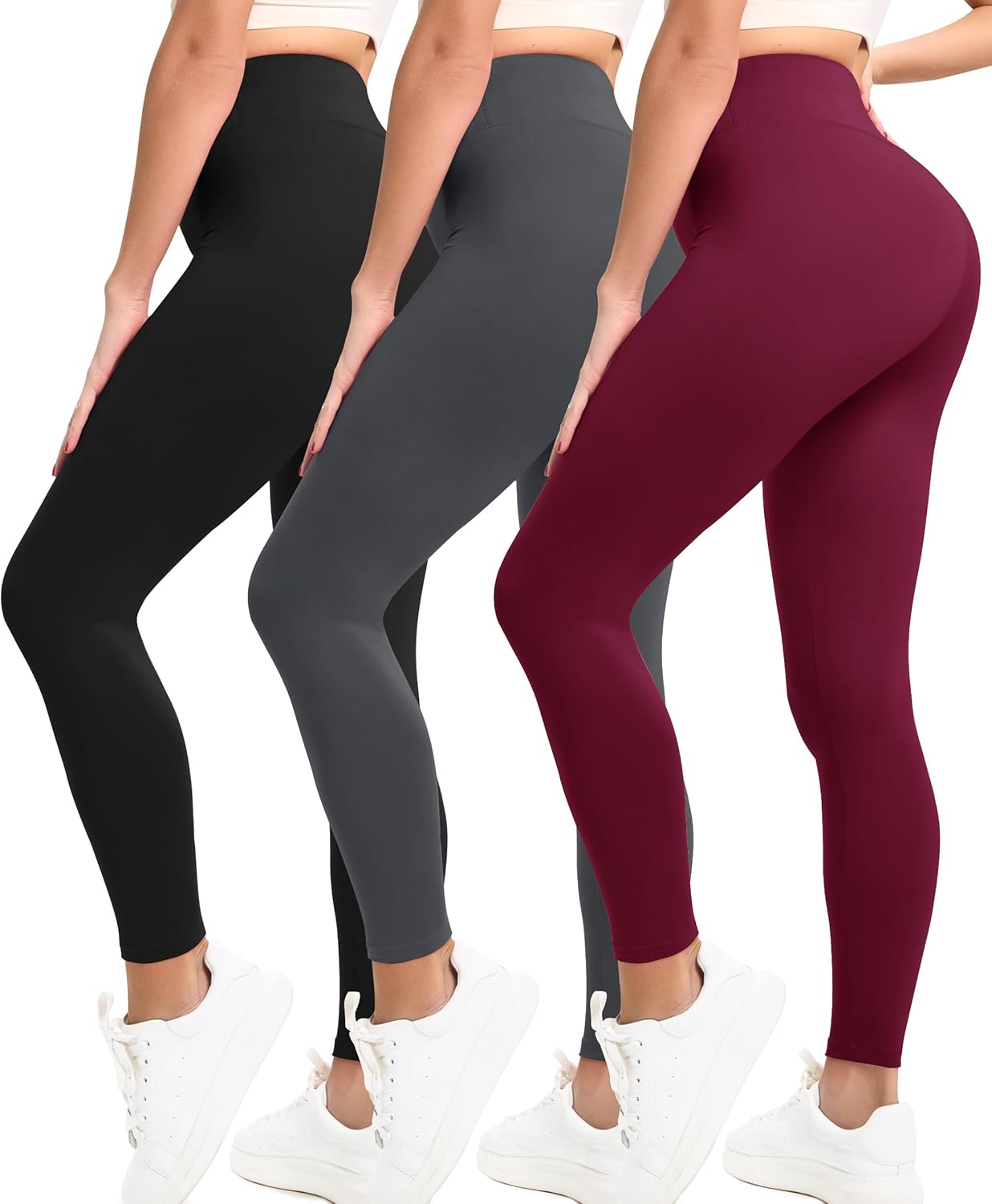 Natural Feelings Buttercloud 3 Pack Leggings for Women-High Waisted Buttery Soft Yoga Pants Lounge Everyday Wear
