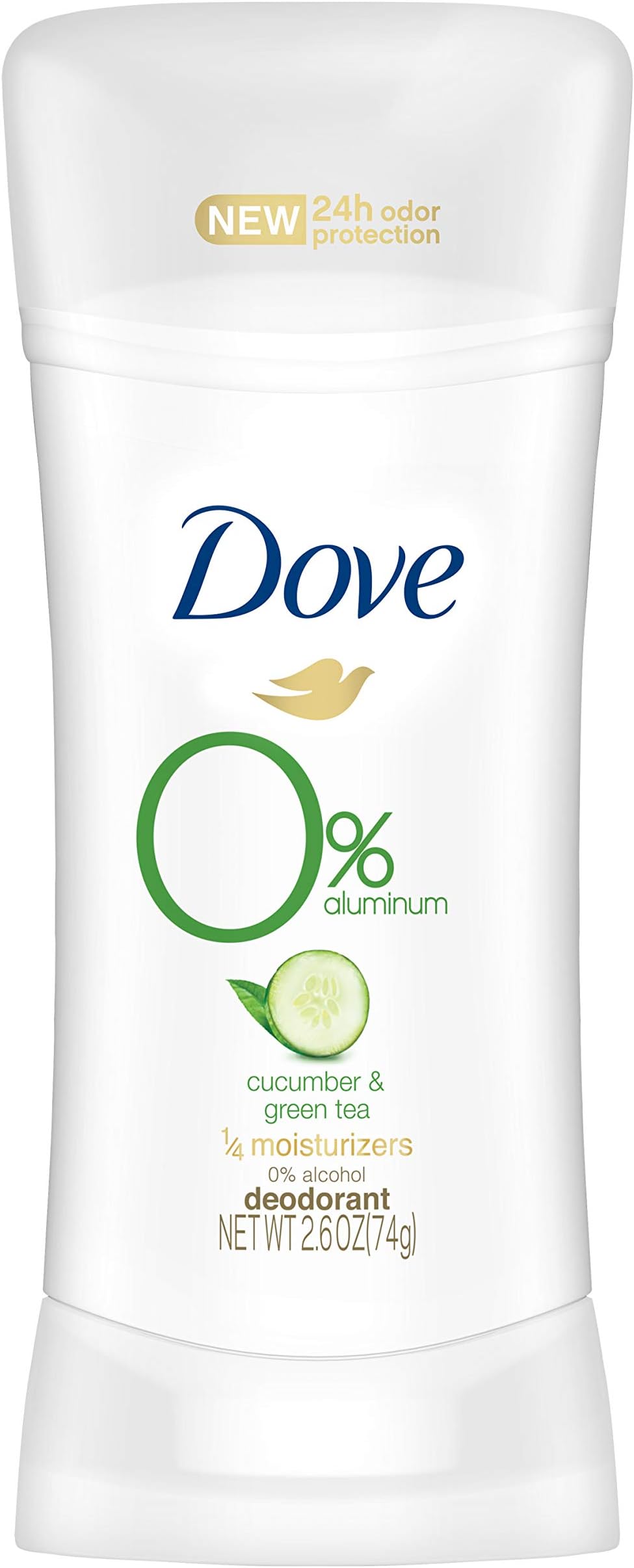 Dove 0% Aluminum Deodorant for Women ¼ Moisturizers Cucumber & Green Tea with 24-Hour Odor Protection,2.6 Ounce (Pack of 3)