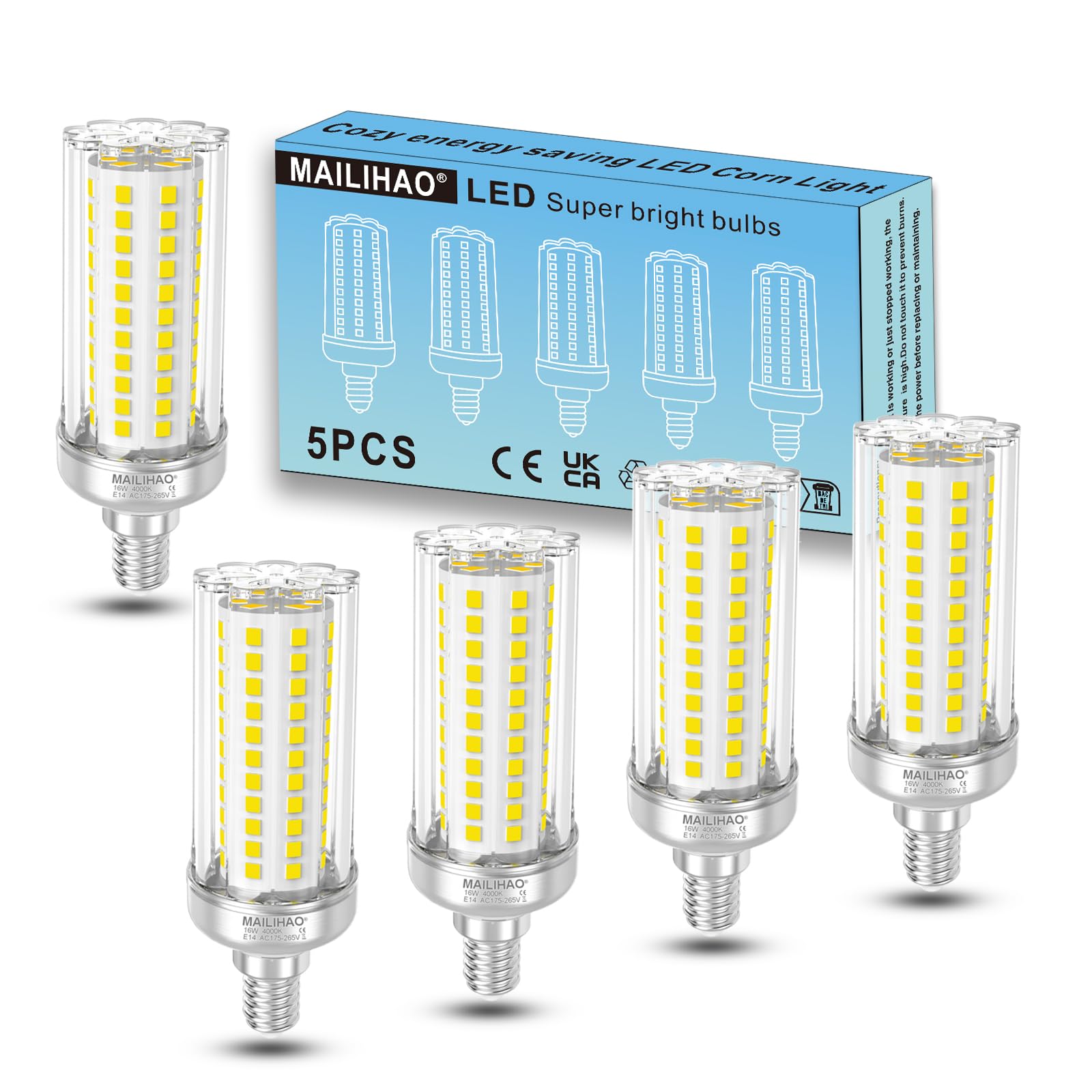 E14 LED Lampadina 4000K Bianco Neutro 1900LM,Equivalenti a 120W 150W Lampada Alogena, Angolo 360, Lampadina Edison,Nessun Sfarfallio,Alta luminosità e Risparmio Energetico Non Dimmerabile, 5 Pezzi