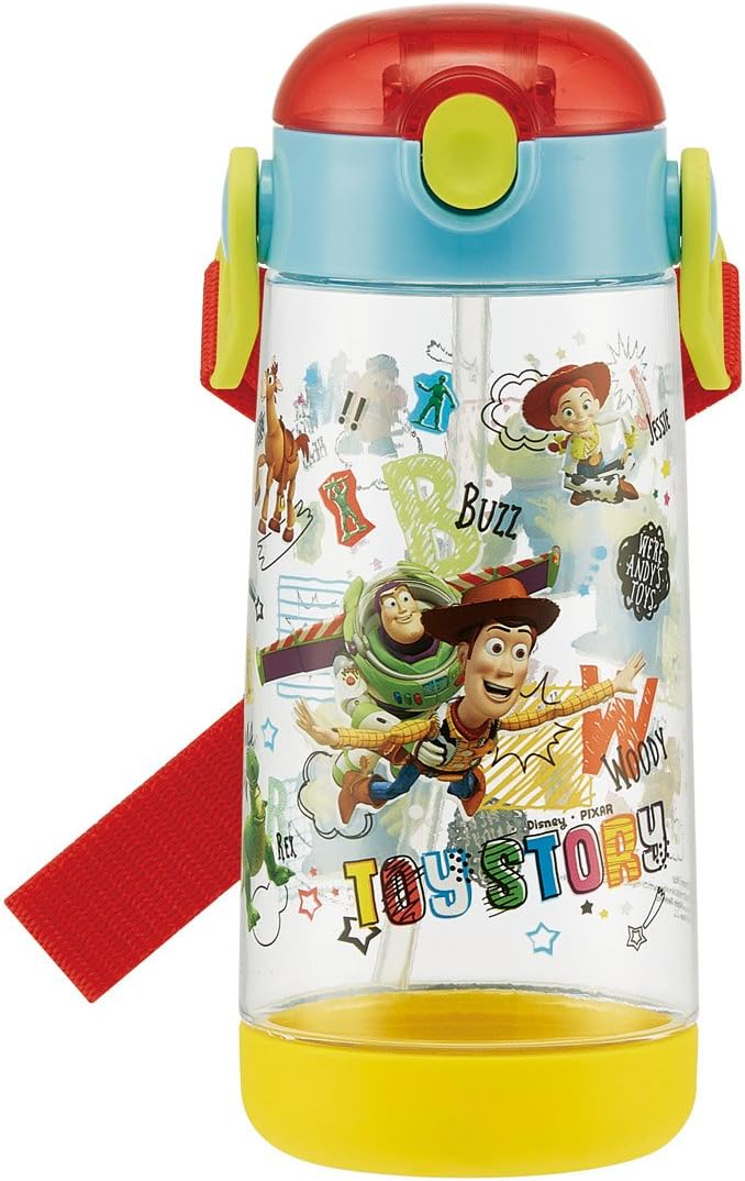 Skater Water Bottle Clear for Children Bottle Straw Toy Story Disney PDSH5