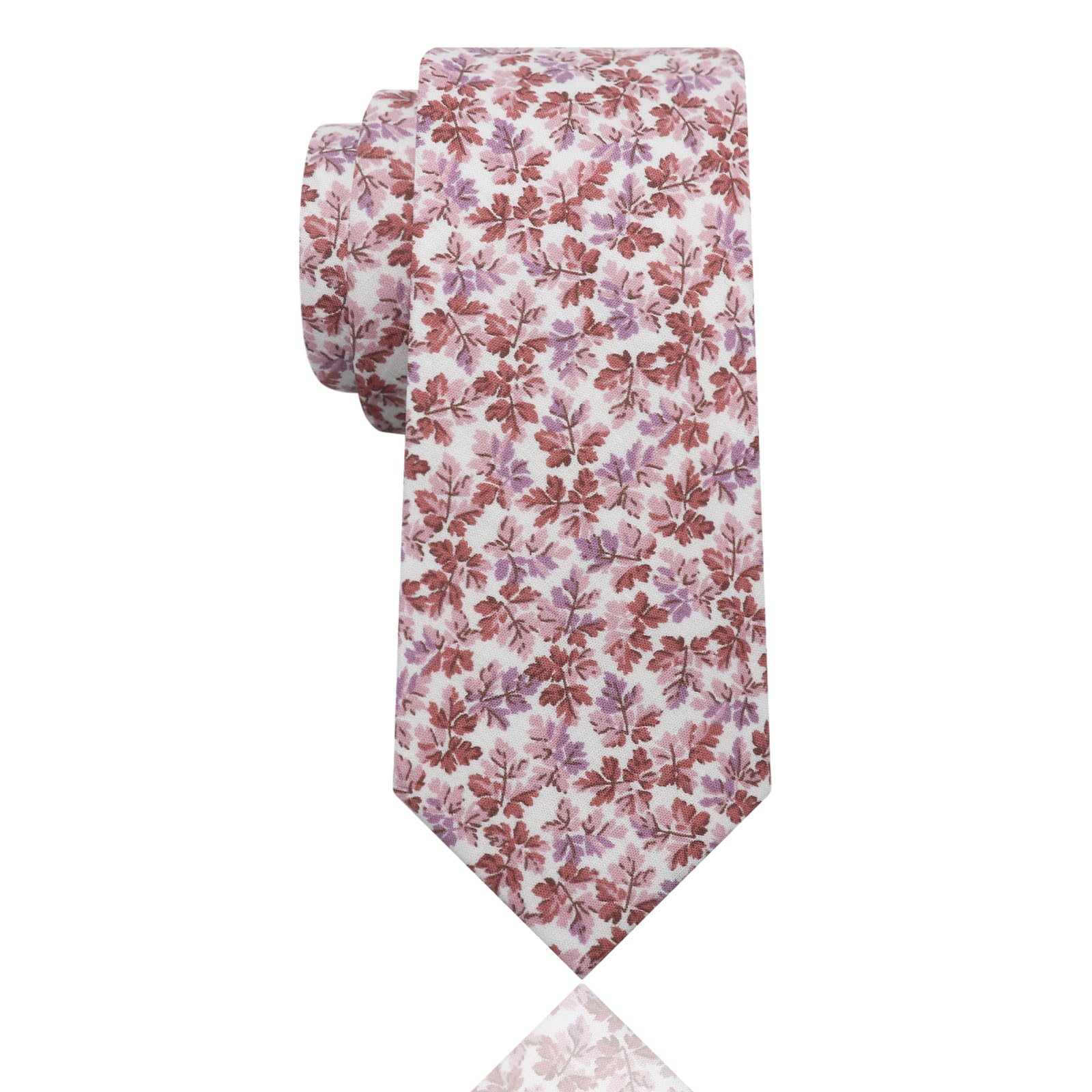 Luckyvestir Mens Ties, Sage/Dusty Blue/Pink Floral Ties for Men, 2.76" Cotton Flower Necktie for Wedding/Groomsmen/Party