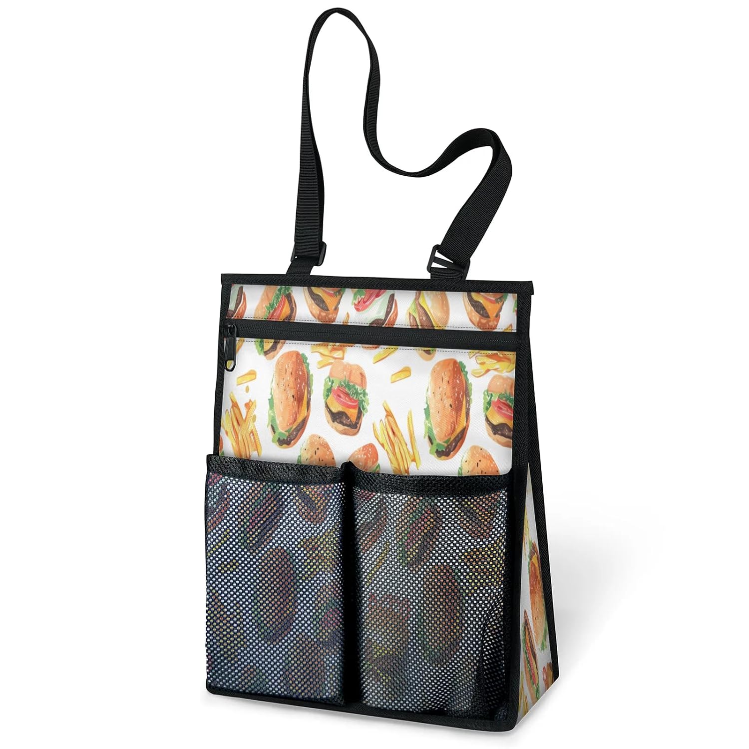 Ourtheme Fries Burgers Portable Shower Bag for Travel Gym Camp Beach Tote Shower Caddy Bags Hanging Toiletry Organizer