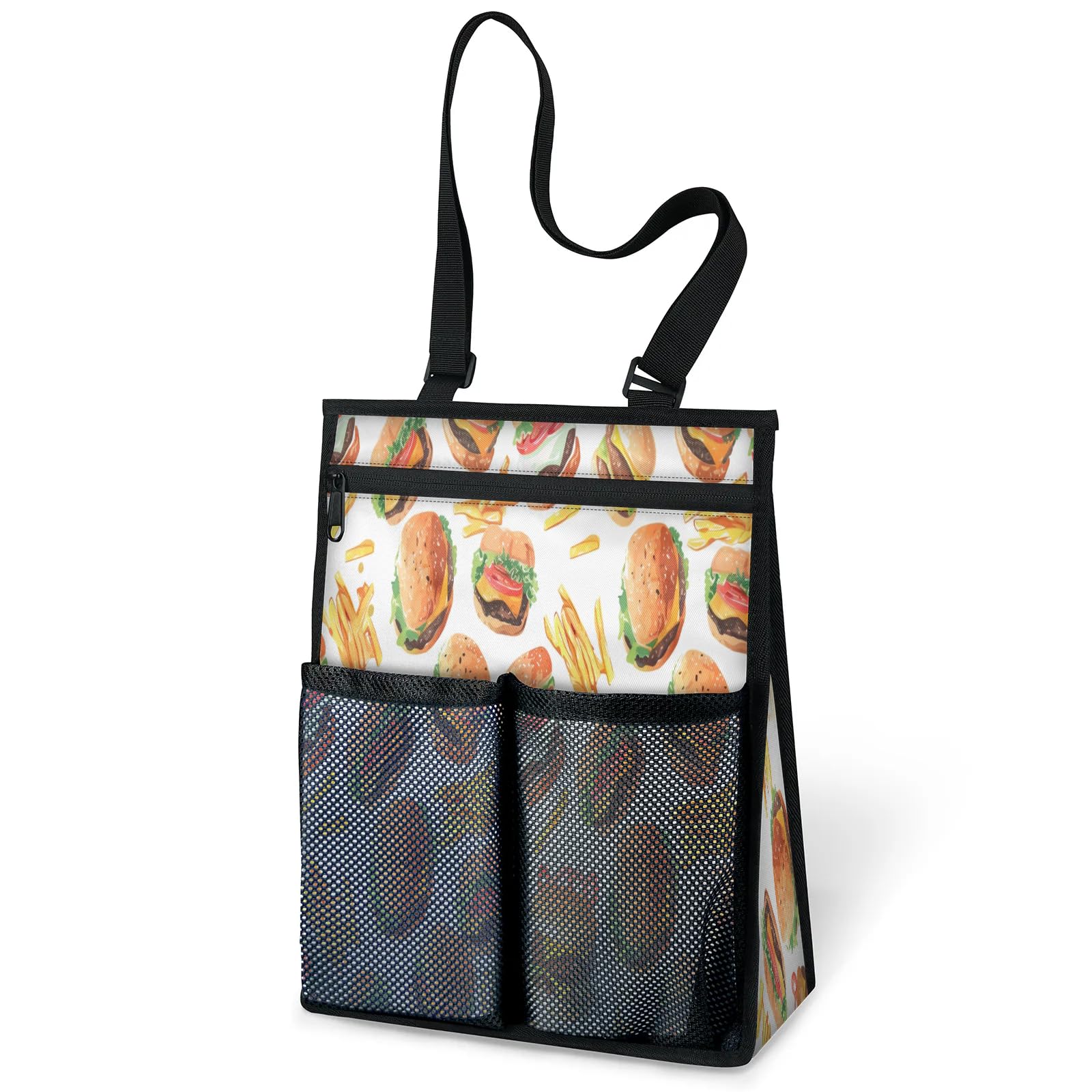 Ourtheme Fries Burgers Portable Shower Bag for Travel Gym Camp Beach Tote Shower Caddy Bags Hanging Toiletry Organizer