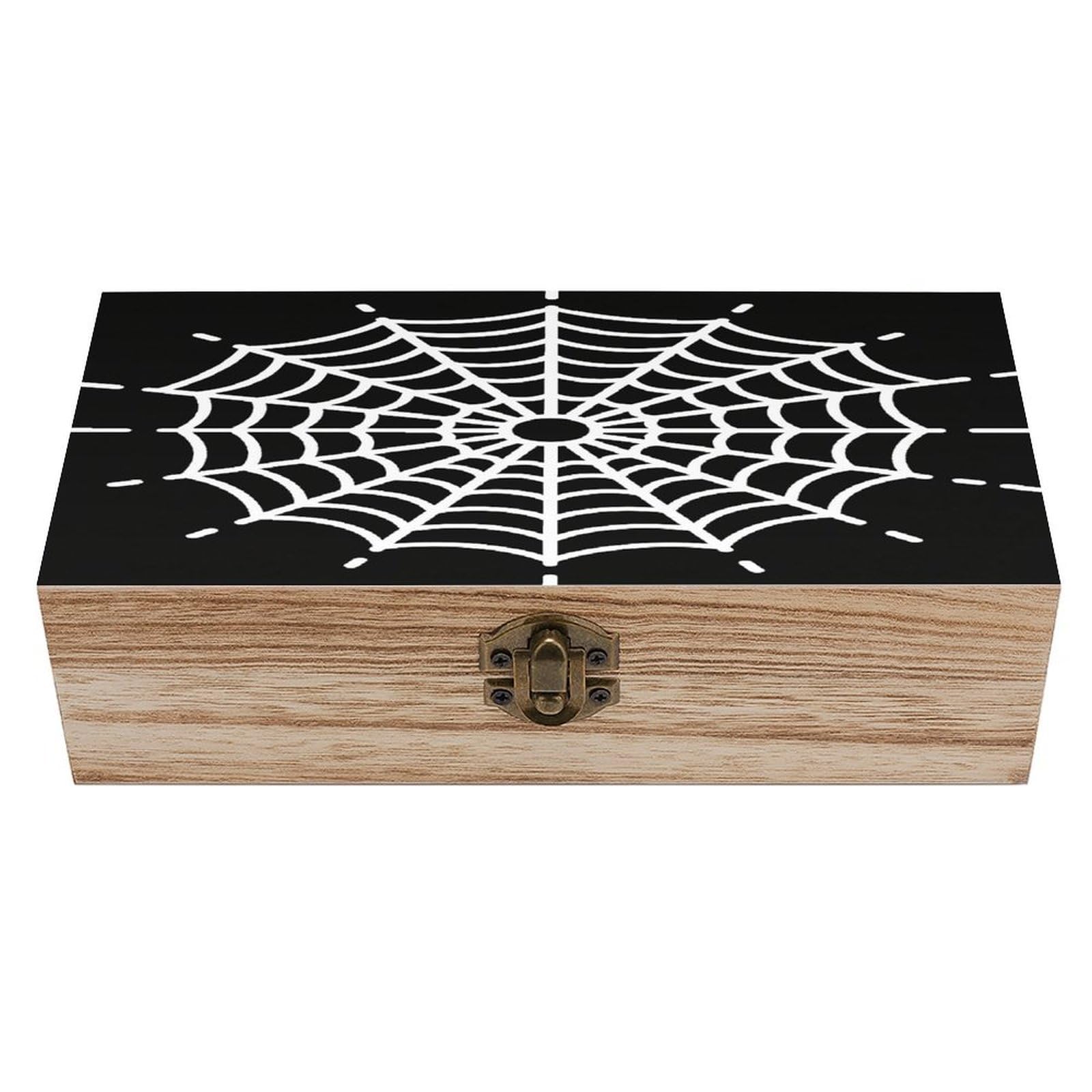 VstaDank Spider Web Wooden Storage Box Vintage Wood Box with Lid Large Wooden Jewelry Boxes DIY Wood Gift Boxes Exquisite Jewelry Case Art Stash Keepsake Storage Case