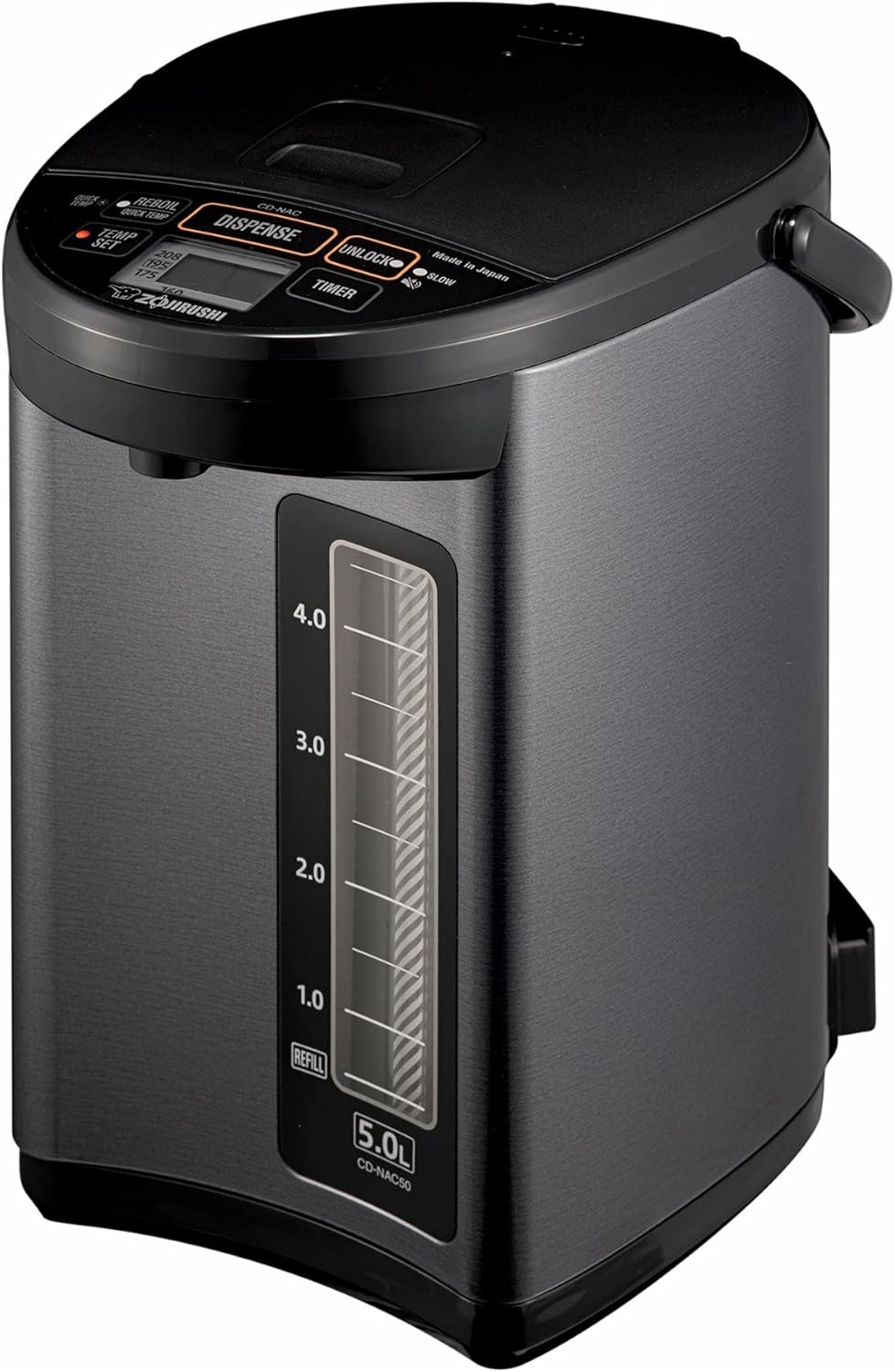 Zojirushi CD-NAC50BM Micom Water Boiler and Warmer (5-Liter, Metallic Black) 5.3 Quarts Boiler Metallic Black