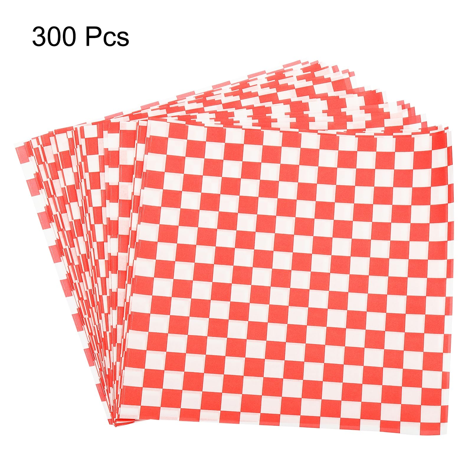 QUARKZMAN 300 Pezzi Carta Oleata A Quadretti 8" X 8" Carta Assorbente Per Alimenti Per Sandwich Rivestimenti Per Forno Cesto Da Picnic Panino Hamburger Rosso