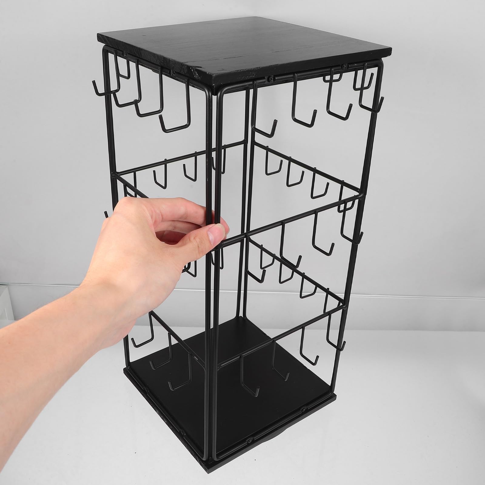 Expositor de Joyas Soporte para Pendientes de Madera Organizador Giratorio para Uso Doméstico de Tocador y Minorista Expositor de Pendientes Venta Estante de Madera