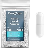 Vista 1 de PureCaps USA - Empty Gelatin Capsules Size 000 1,000 Joined Pills White Non-GMO Certified SLS, Gluten, Preservative Free