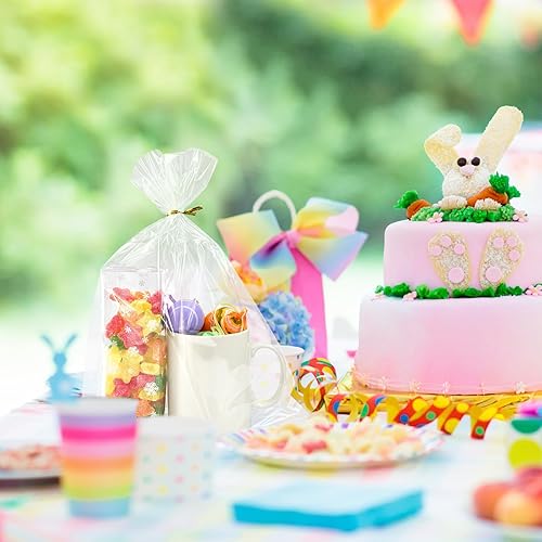 Miniatura 4 de Morepack Bolsas de celofán de 10 x 14 pulgadas, bolsas de celofán transparente, 100 bolsas de regalo de celofán