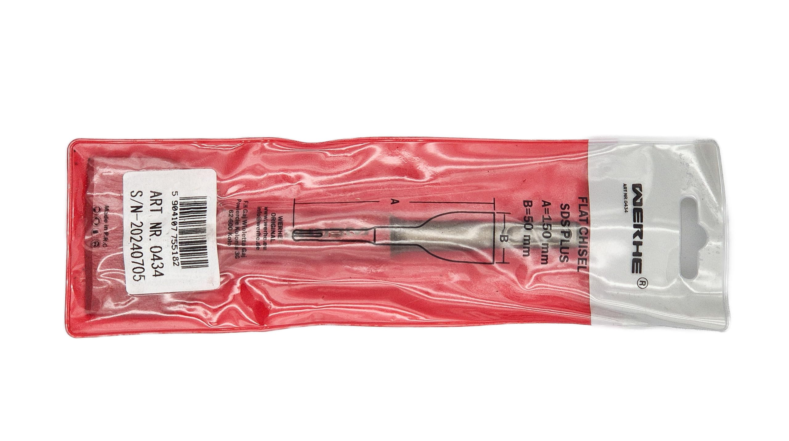 Scalpello WERHE SDS Plus 50 x 150 mm – Scalpello piatto per scalpellare calcestruzzo e rimozione piastrelle – Accessorio robusto per martelli perforatori e demolitori