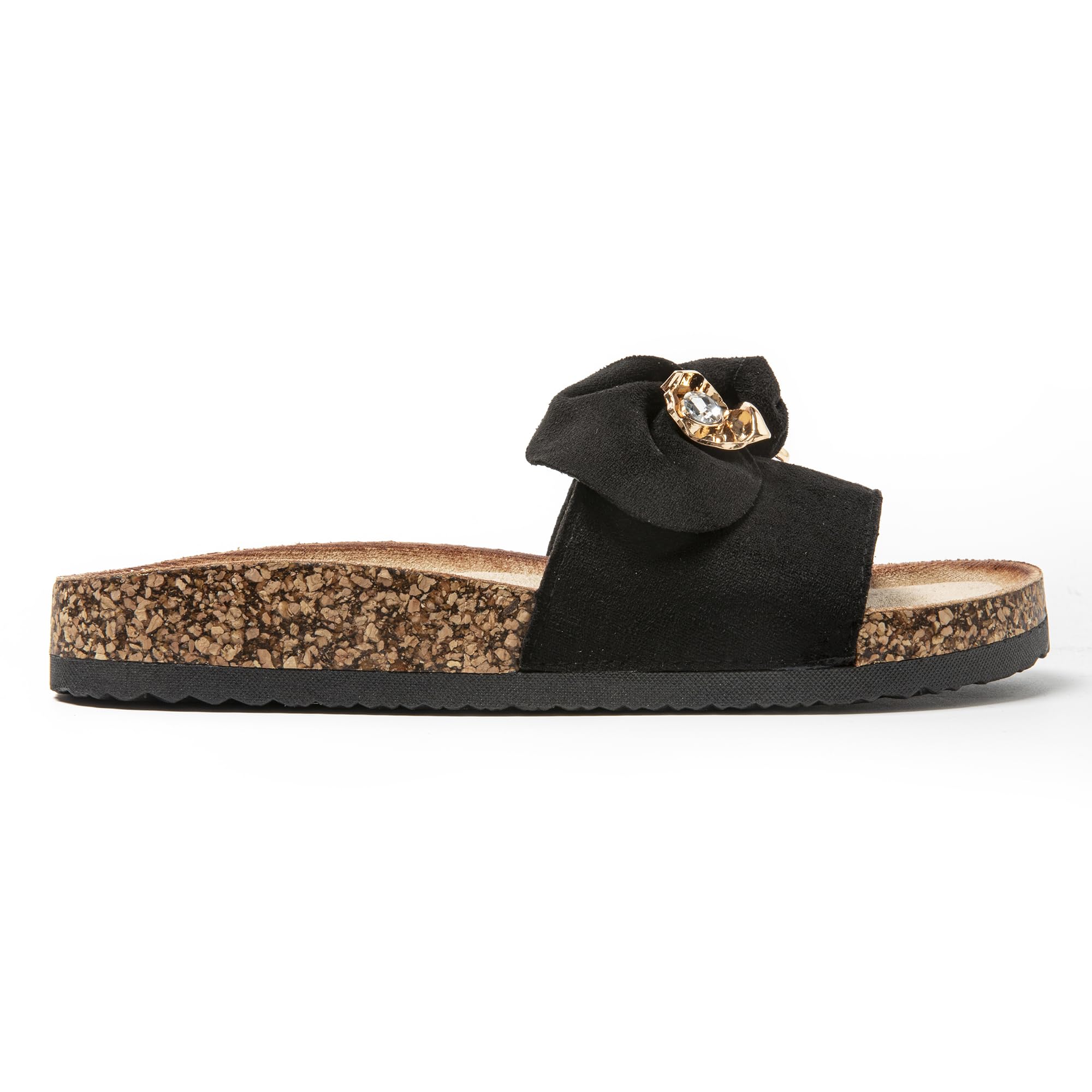 JOMIX Clogs Damen Pantoletten Sommer Sandalen mit Strass Fliege Strand Sandaletten Bequem Kork Strandsandalen Sommerschuhe