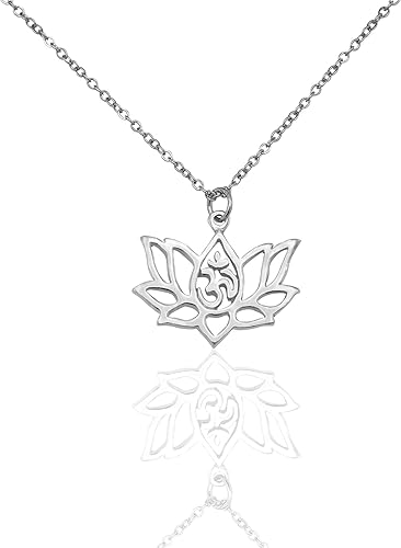 Miniatura 2 de quan jewelry Collar con colgante de flor de loto de yoga con símbolo OM ideas de regalo de feliz cumpleaños para mamá hija mujer con cita