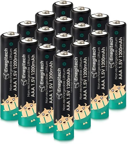 Pilas de litio AAA, paquete de 16 baterías AAA de 1.5 V 1200 mAh de larga duración a prueba de fugas para linterna, reloj despertador, control