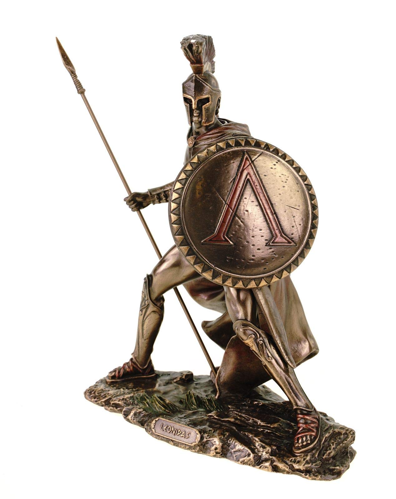 Veronese Leonidas mit Schild und Speer 19 CM Figura Feldherr Espartanos Bronceada