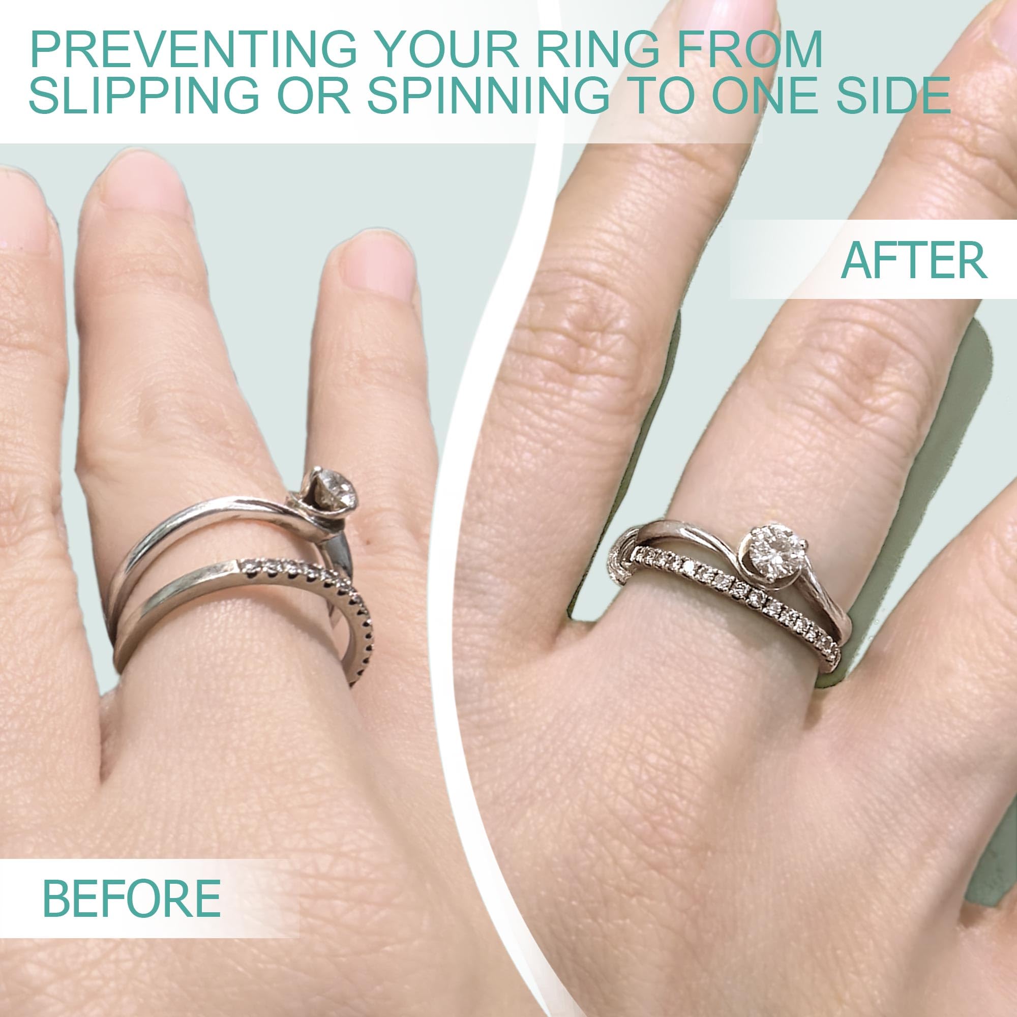 Ajusteur de taille de bague pour bagues lâches, Kueroami Ajusteur de bague avec protège-bagues, 6 tailles Ajusteur redimensionnable et serrant pour bagues, largeur de 1 à 8 mm, réduit les espaceurs de