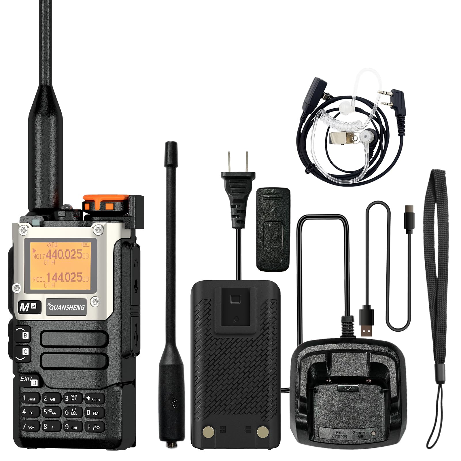 Quansheng UV-K5(8) Radio USB-C Charging Two Way Radio Long Range with NOAA for Adults 5W U/V Dual Band DTMF AM FM Walkie Talkie Rechargeable UV-K6