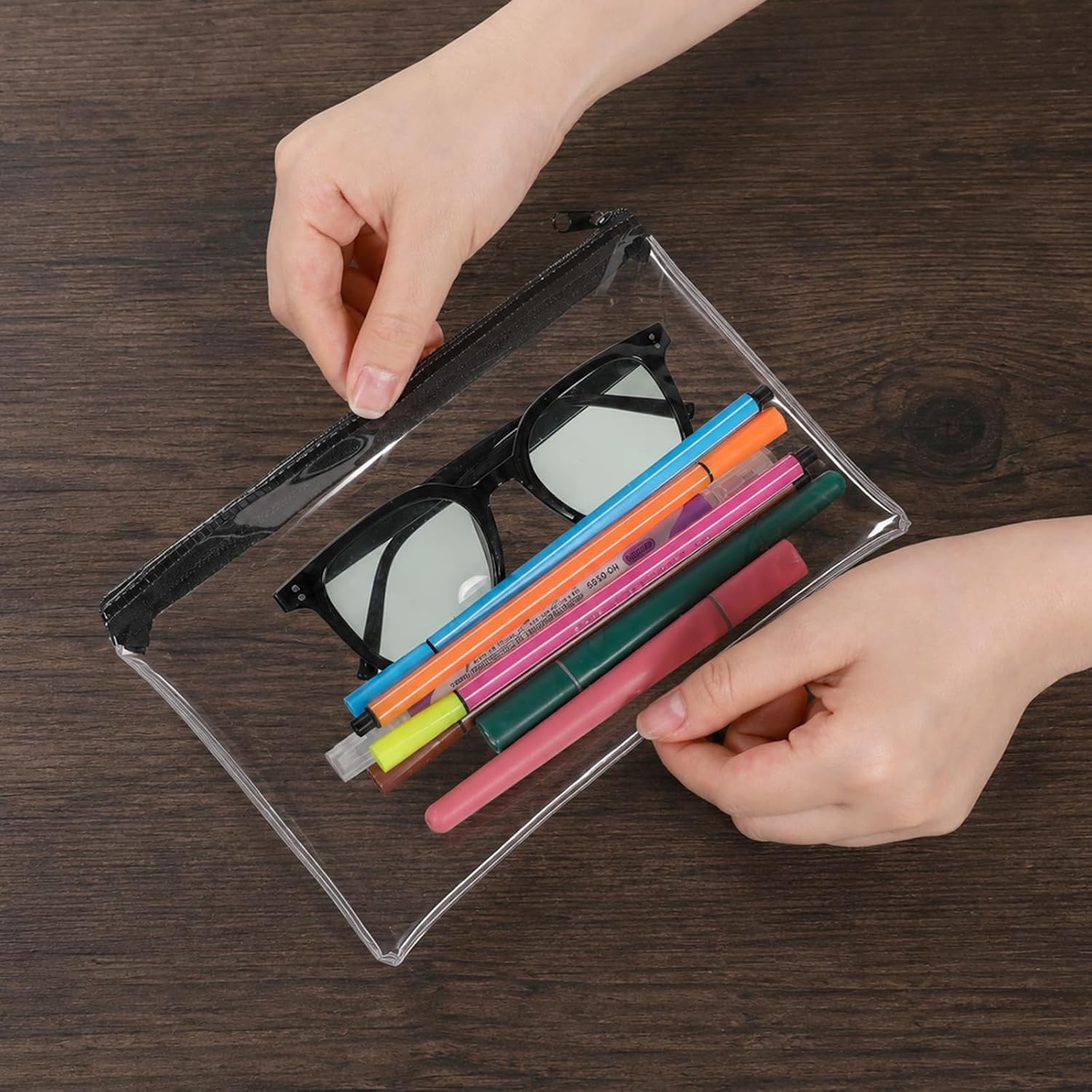 4Pcs Large Clear Pencil Cases Fit Standard 30 cm Ruler, 12.6"x4.7" image 3
