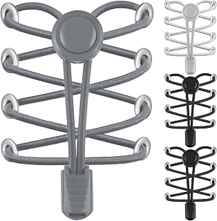 AMLY Elastic No Tie Shoe Laces - Tieless Shoelaces for Adults and Kids - 4 Pairs, Heavy Duty Shoe Strings for Sneakers