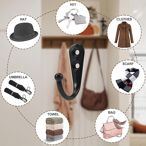 Miniatura 5 de Paquete de 60 ganchos de pared para colgar, ganchos pequeños resistentes para colgar abrigos, montados en la pared para sala de estar, baño, cocina,