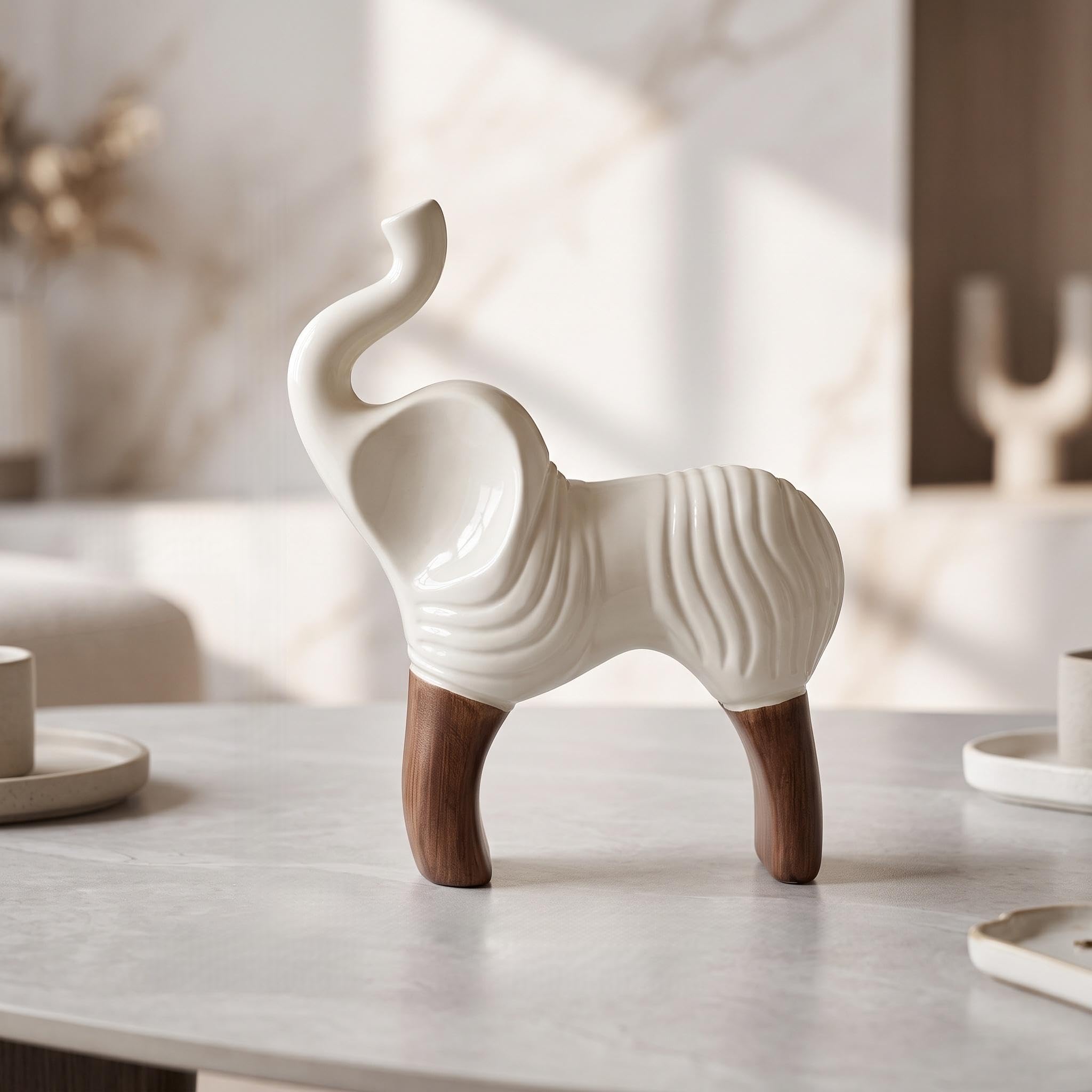 XINXUAN Estatua de elefante blanco para decoración del hogar, escultura