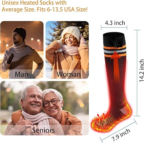 Miniatura 3 de Calcetines térmicos para hombres y mujeres, 5 V 5000 mAh recargables lavables con batería con control de aplicación, calentador eléctrico de pies