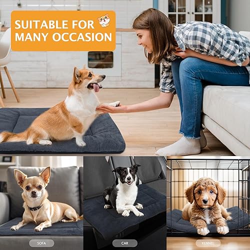 Miniatura 9 de Vetasac Tapete reversible para cama de perro con terciopelo de felpa y maíz, cojín suave y cálido para mascotas, colchón lavable de doble propósito