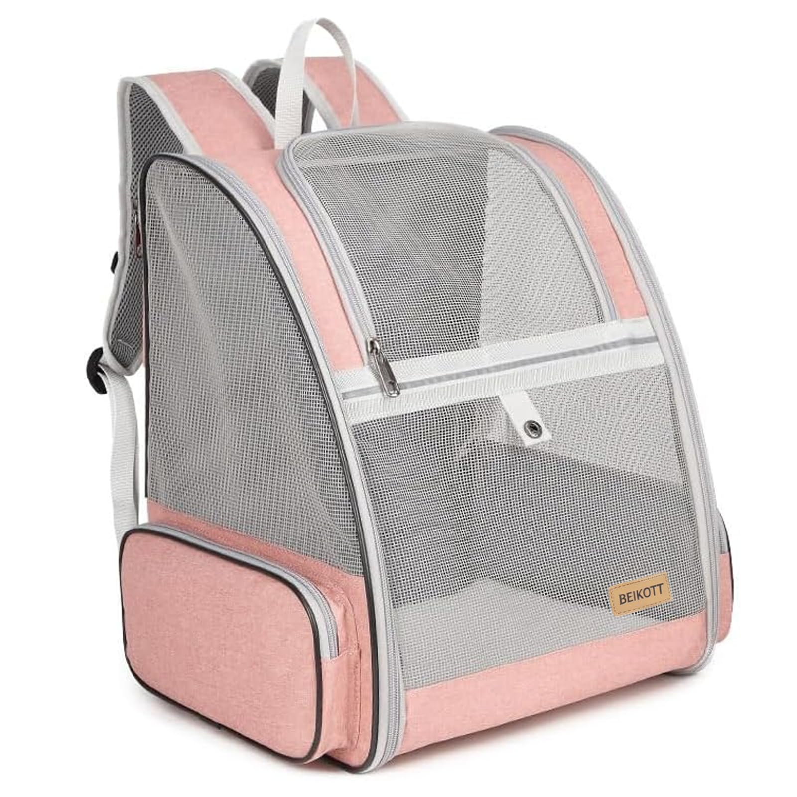 BEIKOTT Cat Carrier Backpack, Dog Backpack, Ventilate Pet Cats Puppy Dogs Birds Bunny Backpack for Travel Indoor Outdoor Use(Pink)