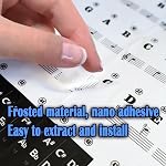 Stickers clavier pour piano avec carte chorale, pour 88/61/54/49 Key,Notez les étiquettes pour les débutants et les enfants, Guide de notes pour piano Stickey pour piano pour apprendre (Stickers Noir + Carte Chort)