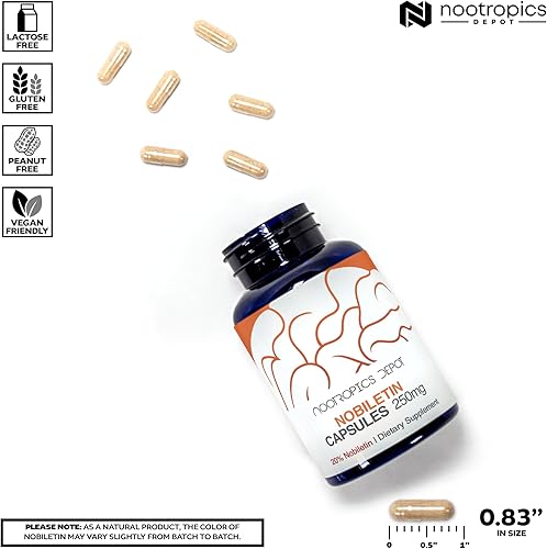 Vista 3 de Nootropics Depot Cápsulas de nobiletina 250 mg 30 unidades 20% de extracto Citrus aurantium Puede ayudar a suponer la función cognitiva