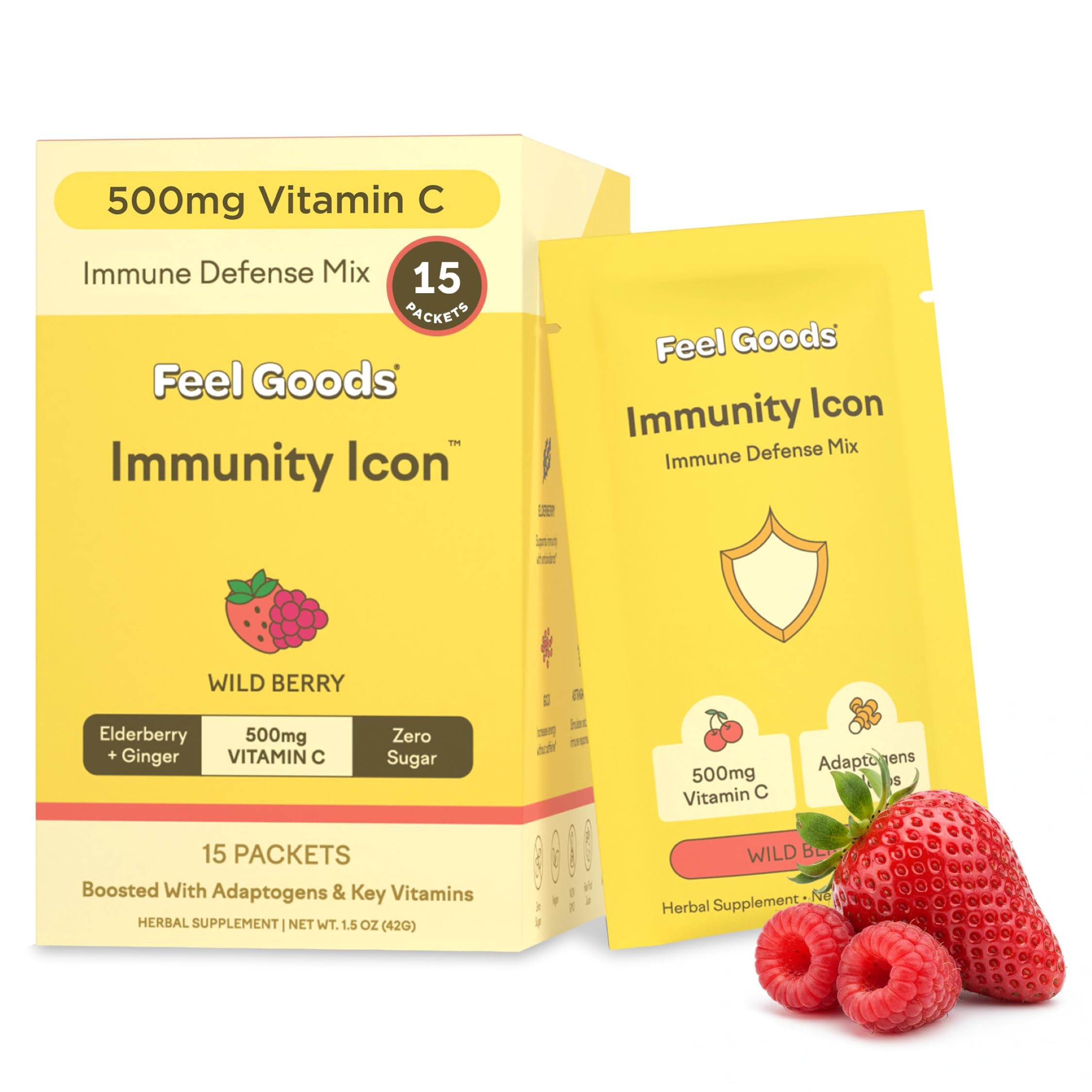 Feel Goods Immunity+ 500mg Vitamin C, Immune Support, Adaptogens, 15 Ct — Amazon image 10