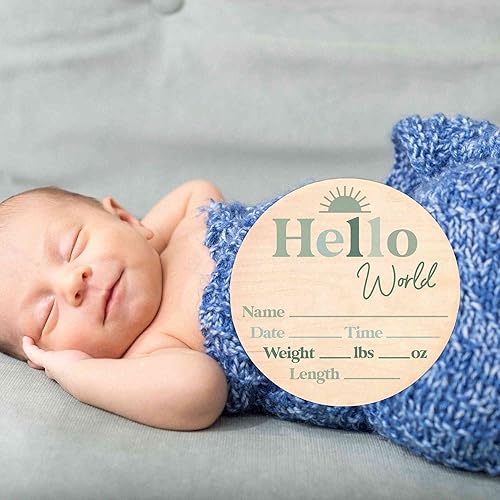 Miniatura 27 de Letrero de estadísticas de nacimiento para recién nacido, anuncio de nombre de bebé, accesorio de fotografía de Hello World Elephant Hospital
