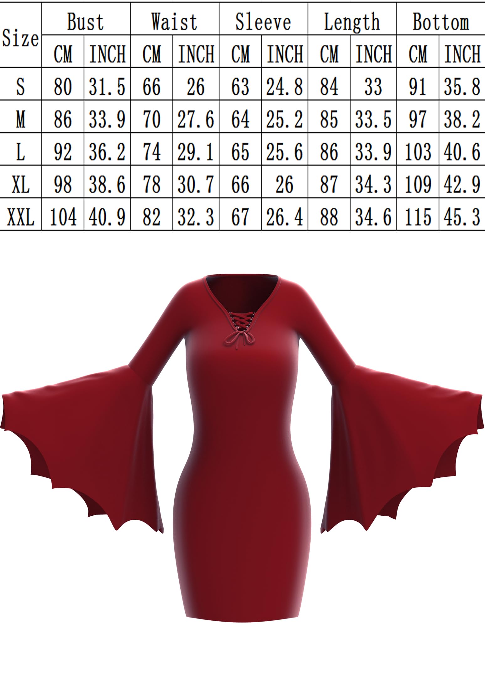 YEAXLUD Costume da vampiro da donna, a maniche lunghe e larghe, costume da Morticia Addams, vestito gotico da strega