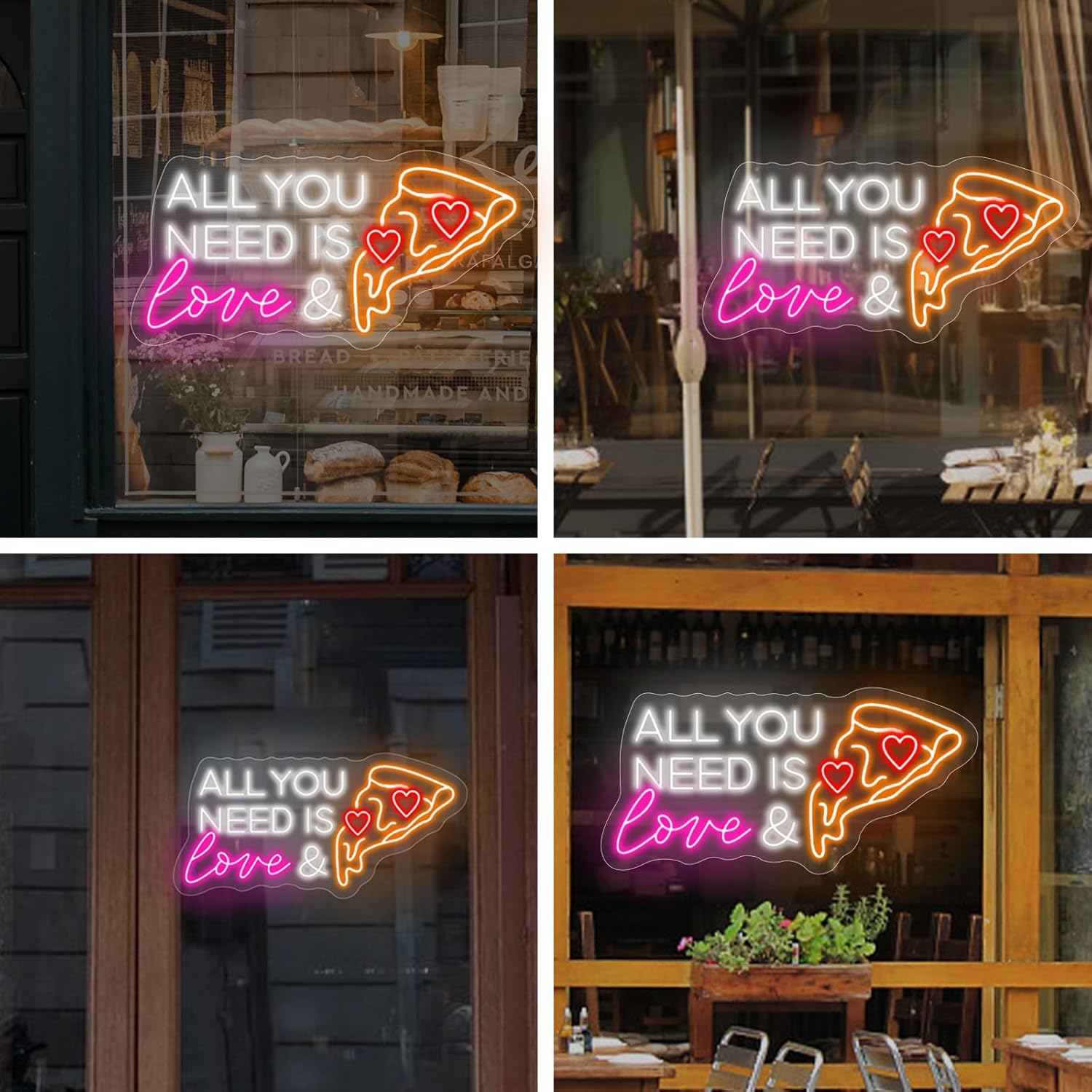 All You Need Is Love & Pizza,Pizza Neon Sign for Wall Decor, Pizza LED Neon Light for Pizzeria, Restaurant, Kitchen, Store, Food Lovers Bedroom Restaurant Shop Party Decoration, 21.26"x10.63"