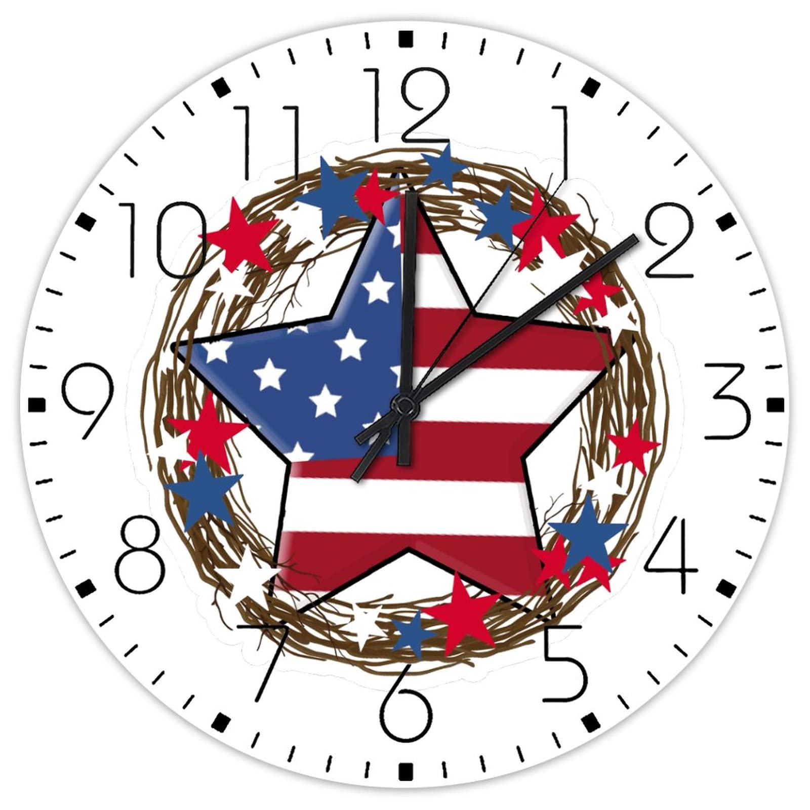 Horloge murale double face en bois 38 cm drapeau américain