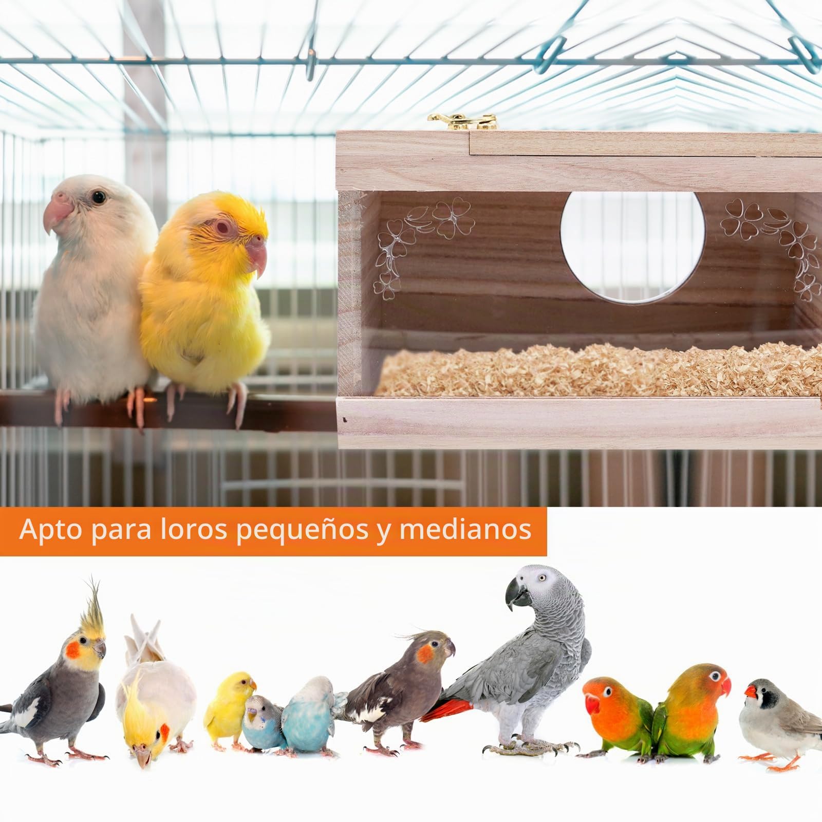 Caja nido de madera para pájaros, nido de cría de periquitos para tortolitos, caja de apareamiento para pájaros silvestres, jaula para periquitos, casa de cacatúas, gallineros