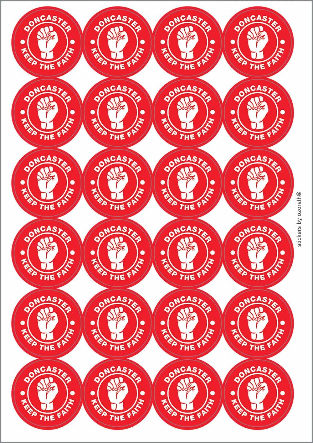 Doncaster Keep The Faith Northern Soul Circular Matt Paper Stickers A4 Sheet of 24 (Each Sticker is 45mm Diameter)