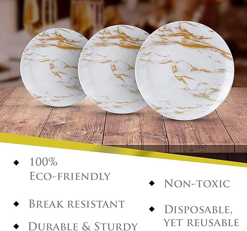Miniatura 5 de SILVER SPOONS Platos de cena desechables con diseño de mármol para fiesta (10 unidades) Juego de vajilla desechable de alta resistencia de 10.25