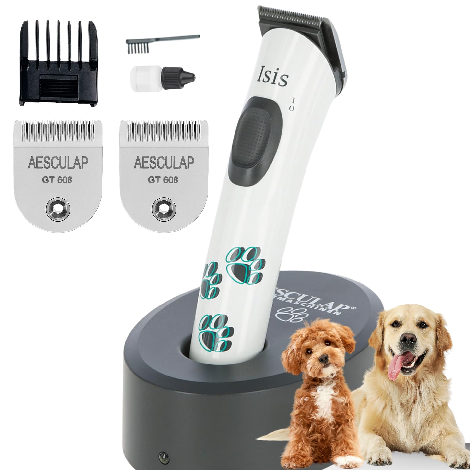 Agrarzone Edition Isis Tondeuse pour pattes de chien – Avec tête de rasage de rechange – Tondeuse pour chien légère et sans vibration pour des travaux de détail fins – Tondeuse pour pattes de chien