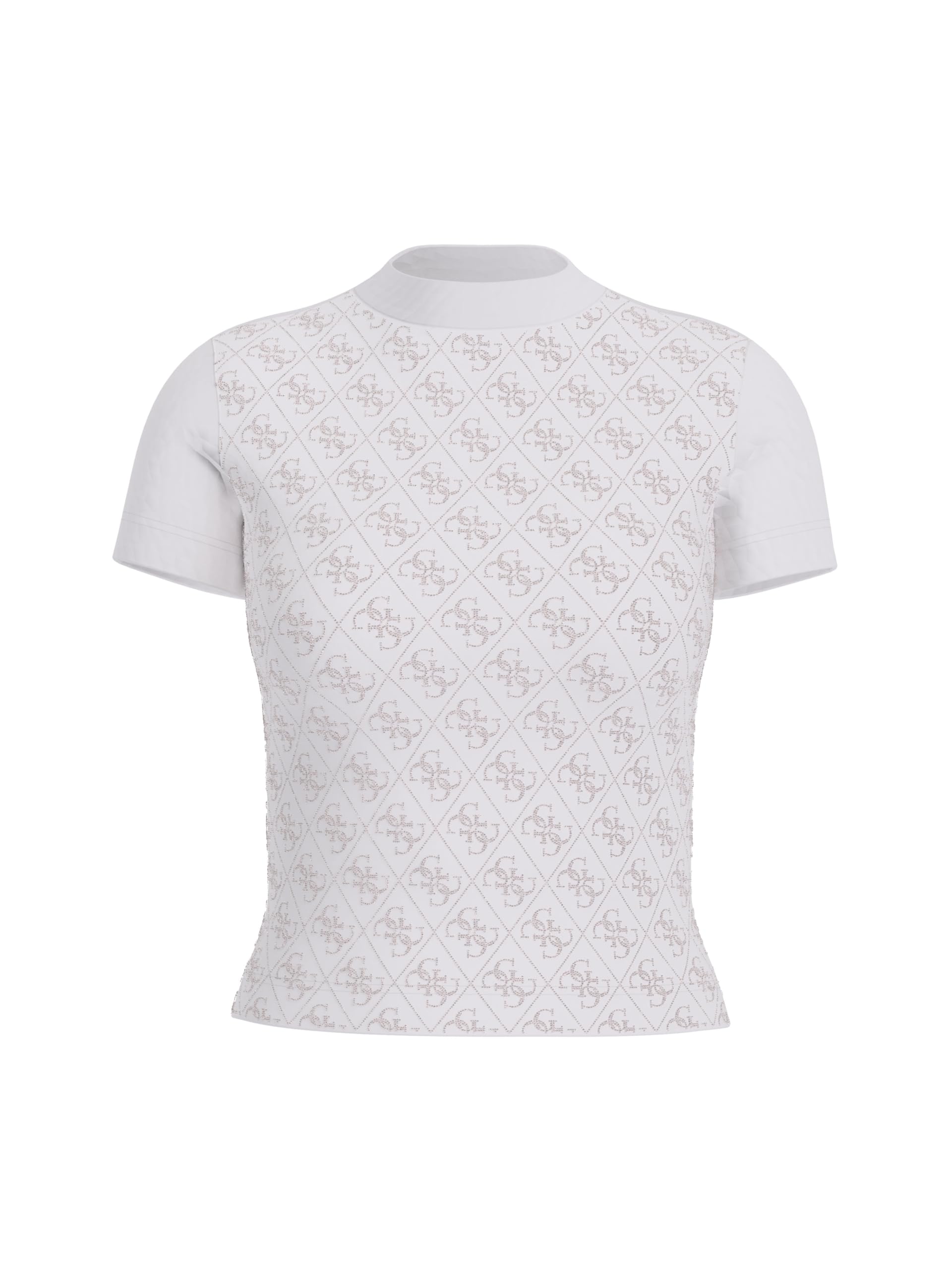 Guess Short Sleeve Mock Neck all Over 4g Tee t-Shirt Donna