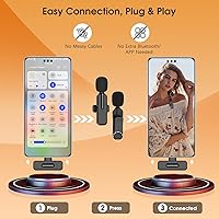 Vista 3 de MAYBESTA Mini micrófono inalámbrico para iPhone 15 - Micrófono Bluetooth Lavalier Android para grabación de video de YouTube, micrófonos de teléfono