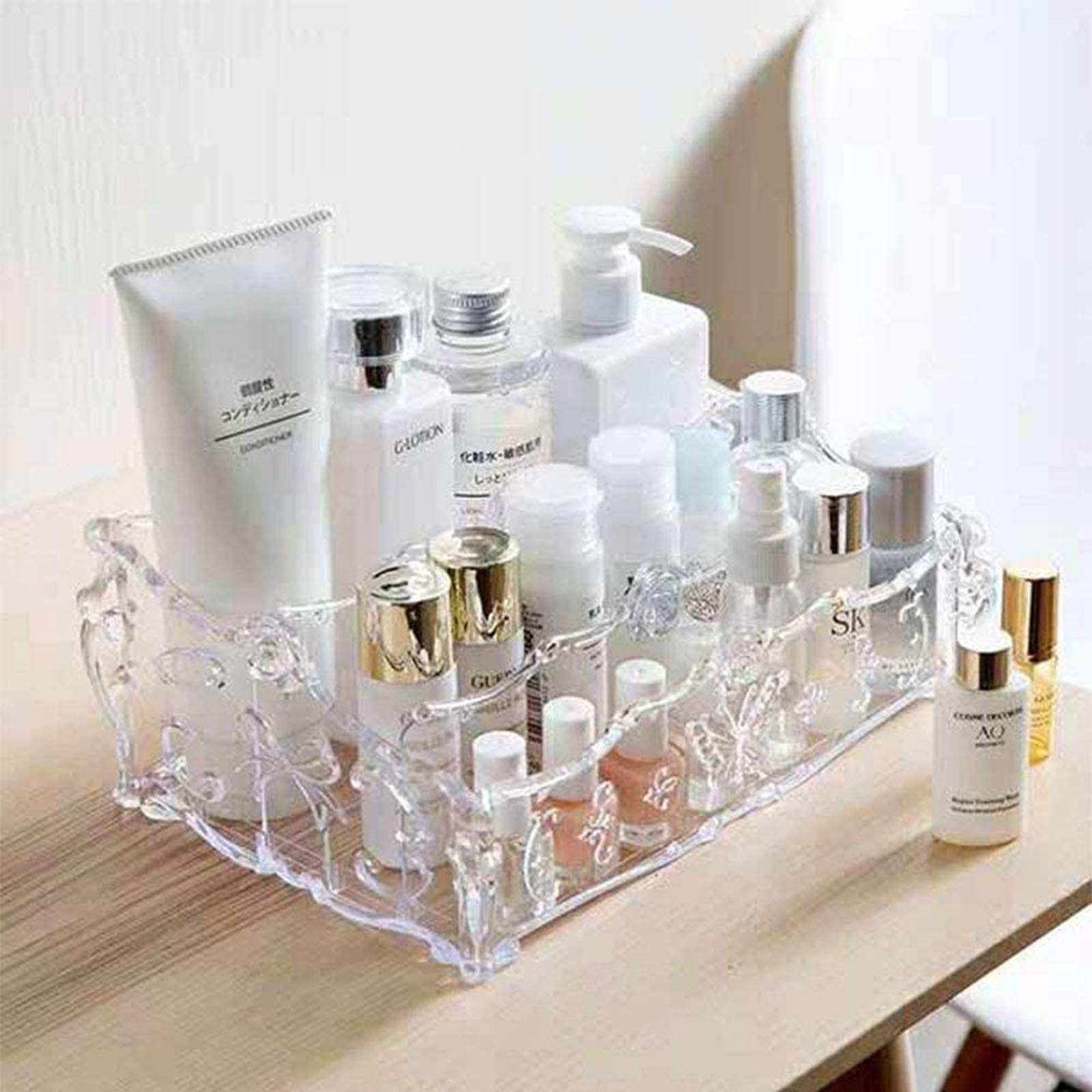 Makeup Organizer Cosmetic Holder Multi-Function Acrylic Cosmetic Storage Box (Transparent)