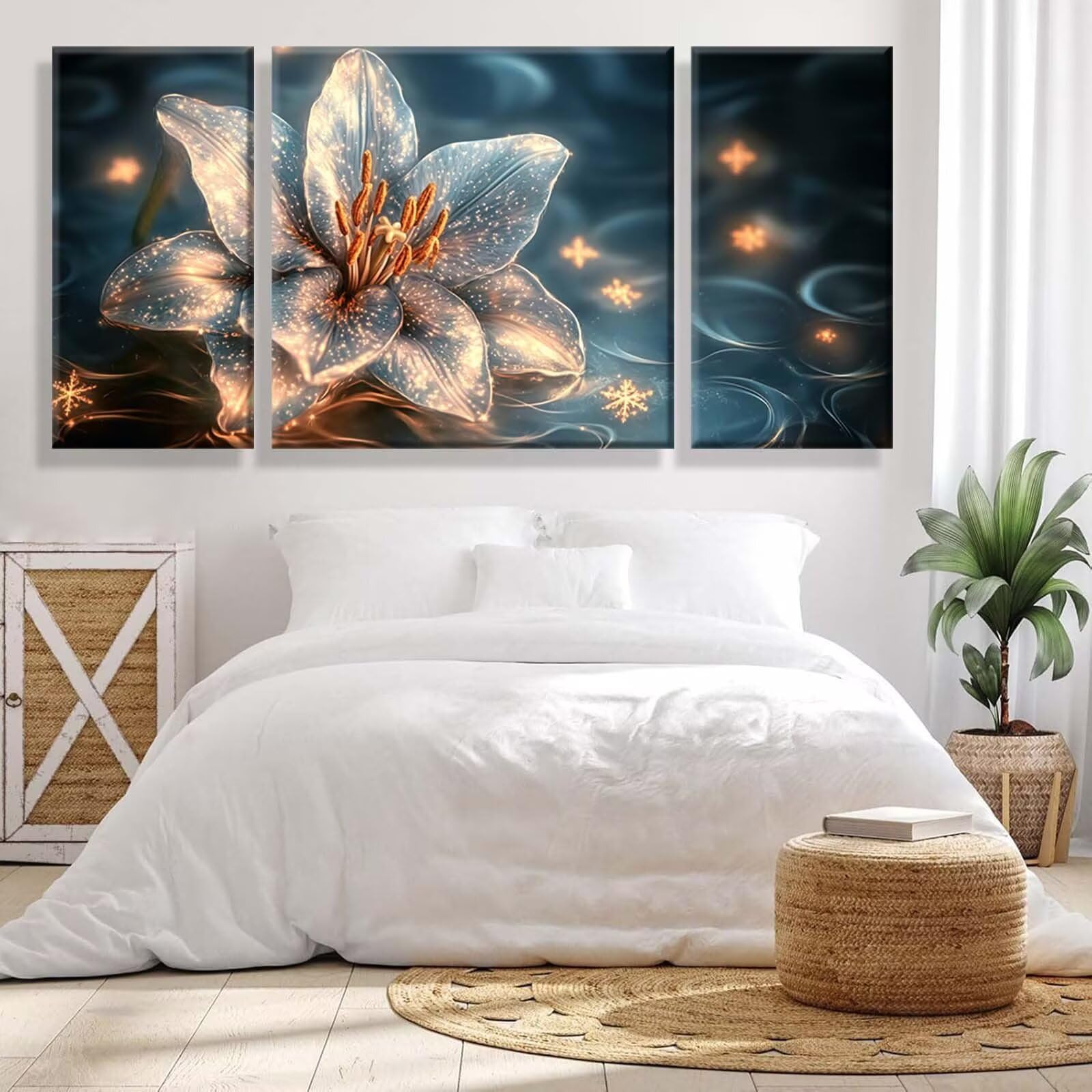 3 Pezzi Dipingere con i Numeri adulti, Paint by Numbers Pianta Fiori(4), Kit Lavoretti Creativi, Kit di Pittura Acrilica Fai-da-Te, con Pennello, Decorazioni Casa 70x140cm (Senza Cornice) y1s-650