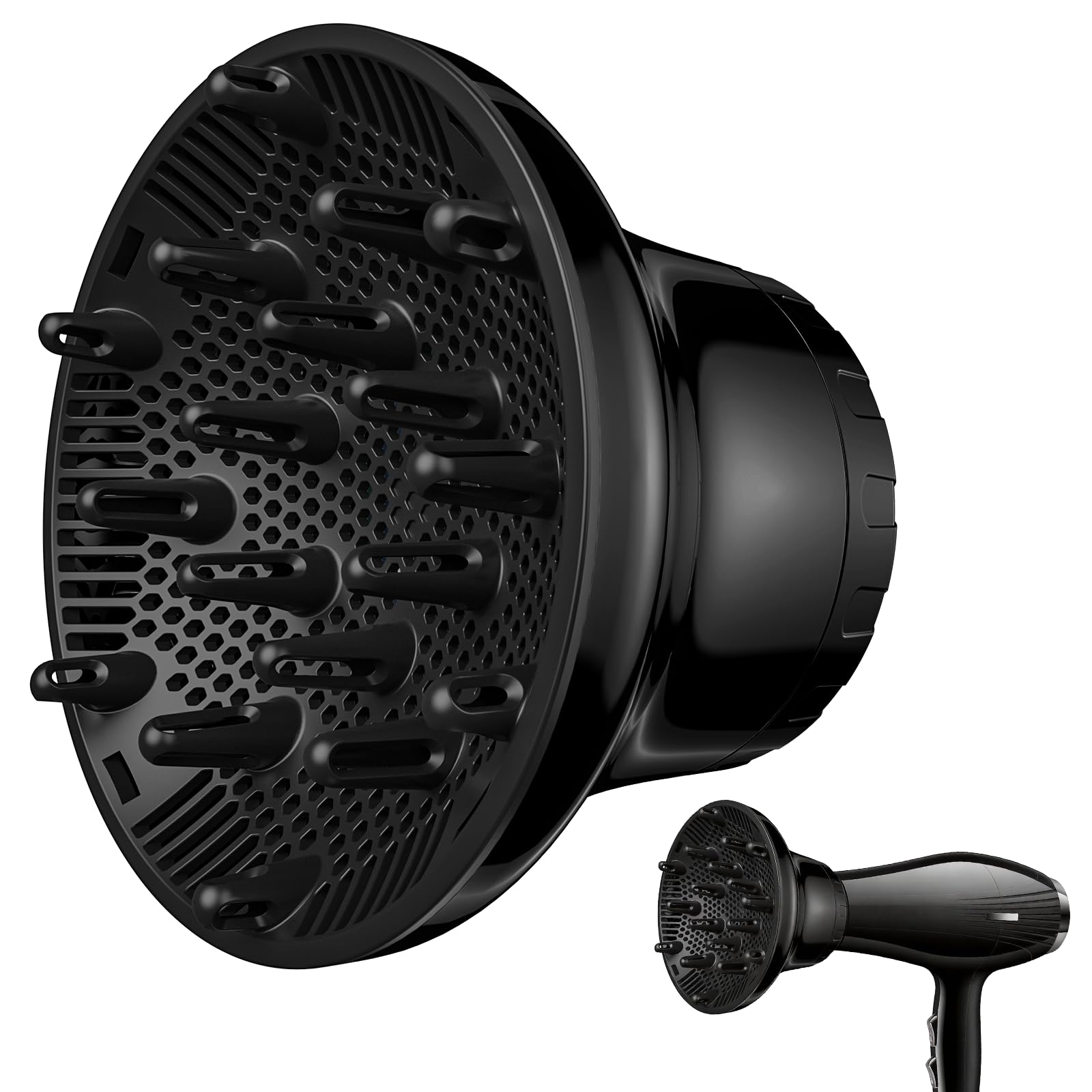 Hair Diffuser, AISEELY Universal Diffuser Hairdryer for Curly Hair, Adjustable Hair Dryer Diffuser Suitable for 1.57 to 2.7in Hair Dryer Nozzles for Hair Styling, 1.0 count