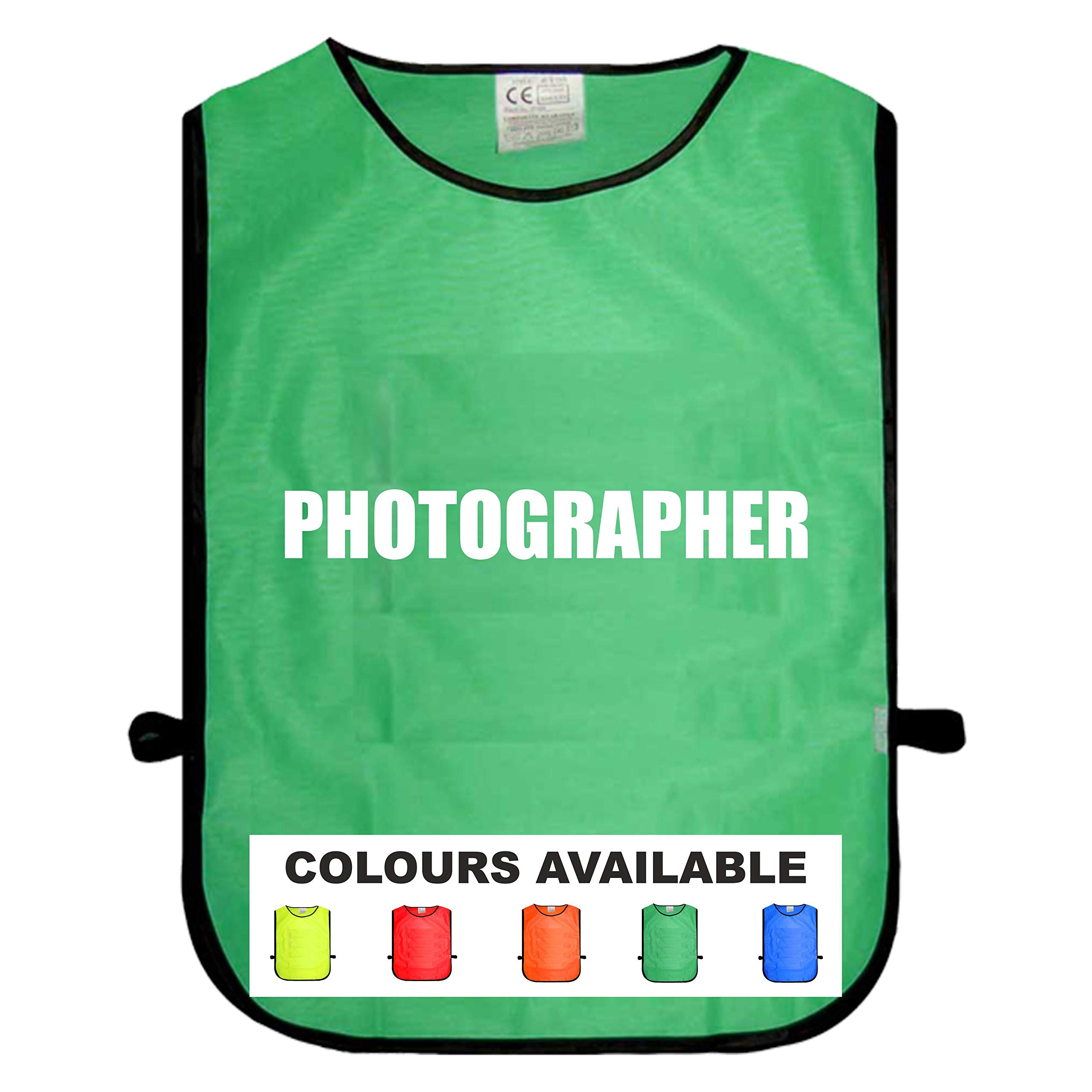 Brook Hi Vis UK Photographer Green Tabard, Unisex Adult One Size Fits All, Available In Five Different Bright Colours