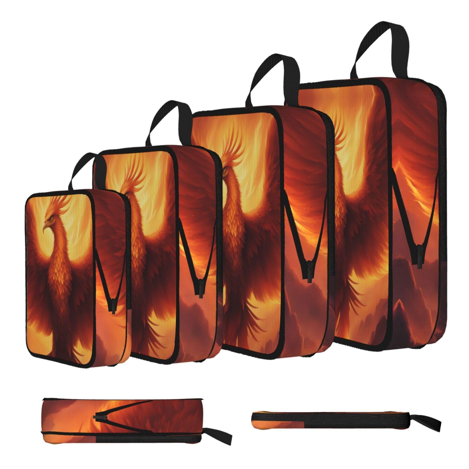 beautiful phoenix Compression Packing Cubes 4 Piece Set