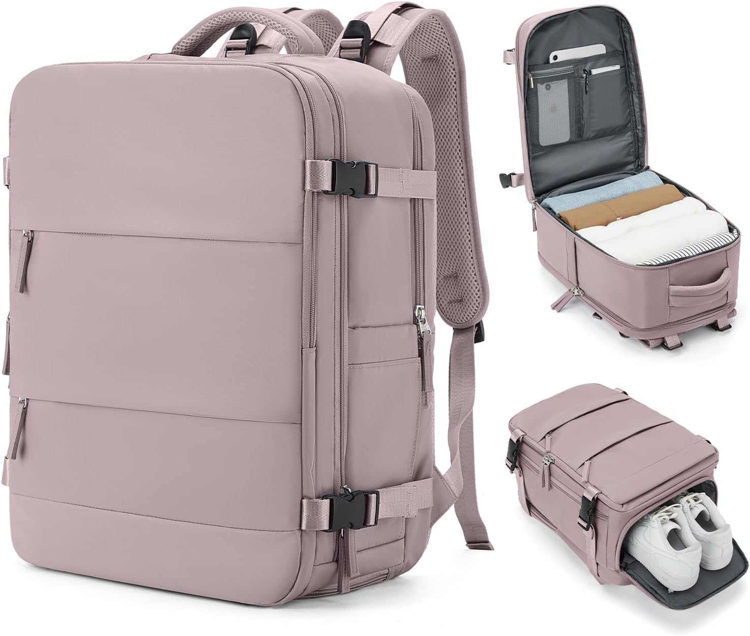 coowoz Travel Backpack Carry On for Women Man Gym Backpack with Laptop Compartment Mochila de Viaje Teacher Personal Item Backpack Rucksack Airplane Accessories Must Haves Lotus Pink Small Small Lotus Pink